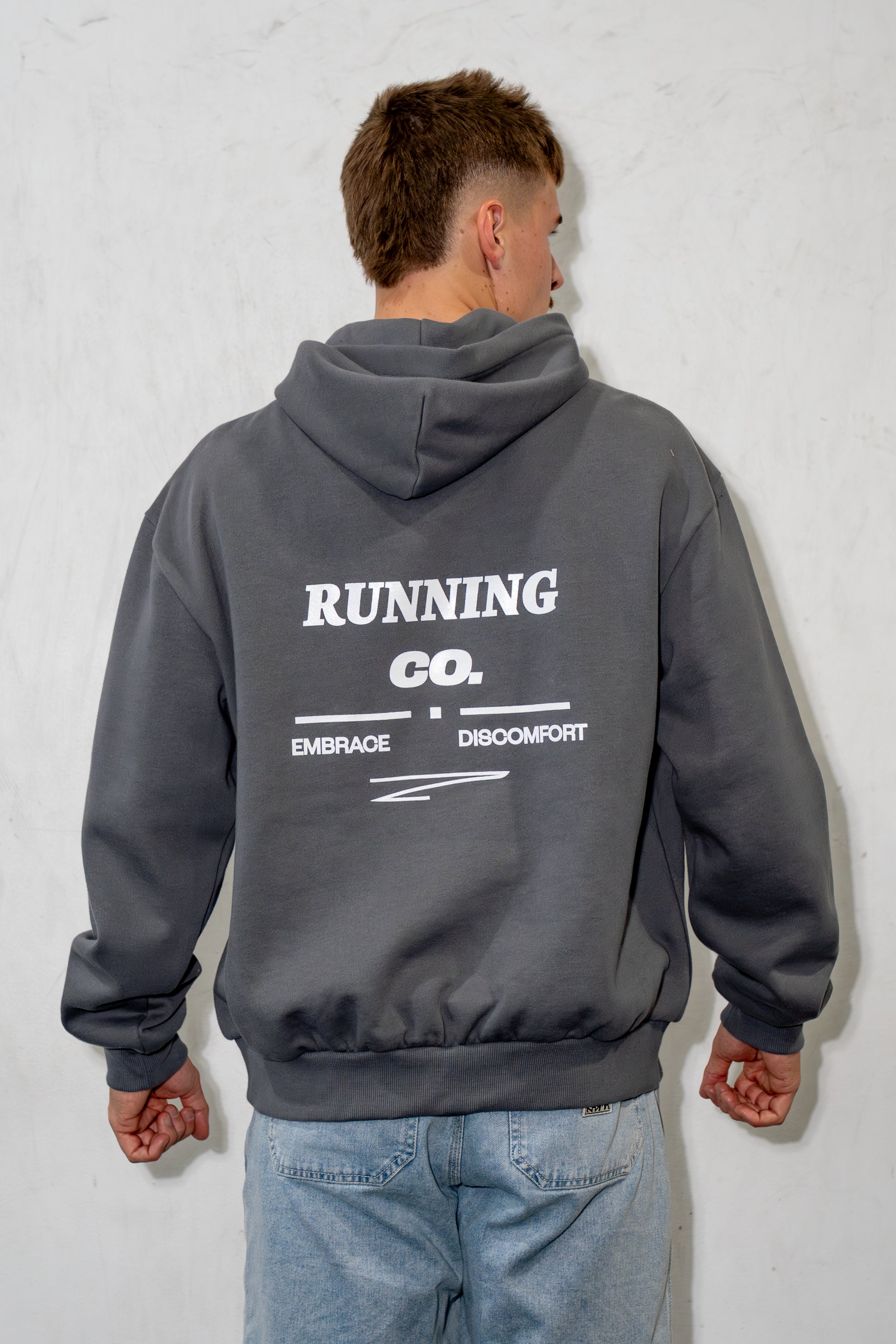 Box Hoodie "Running CO" Grey