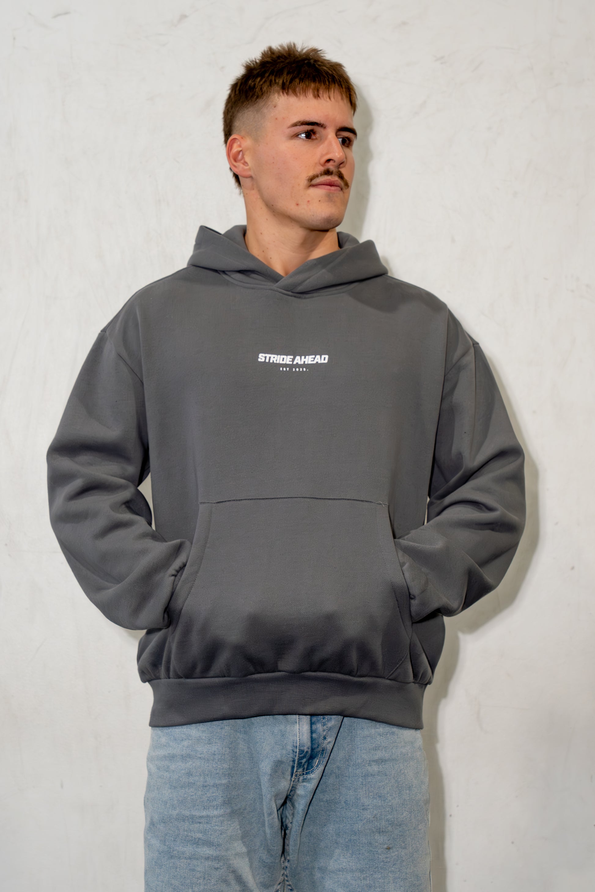 Box Hoodie "Running CO" Grey