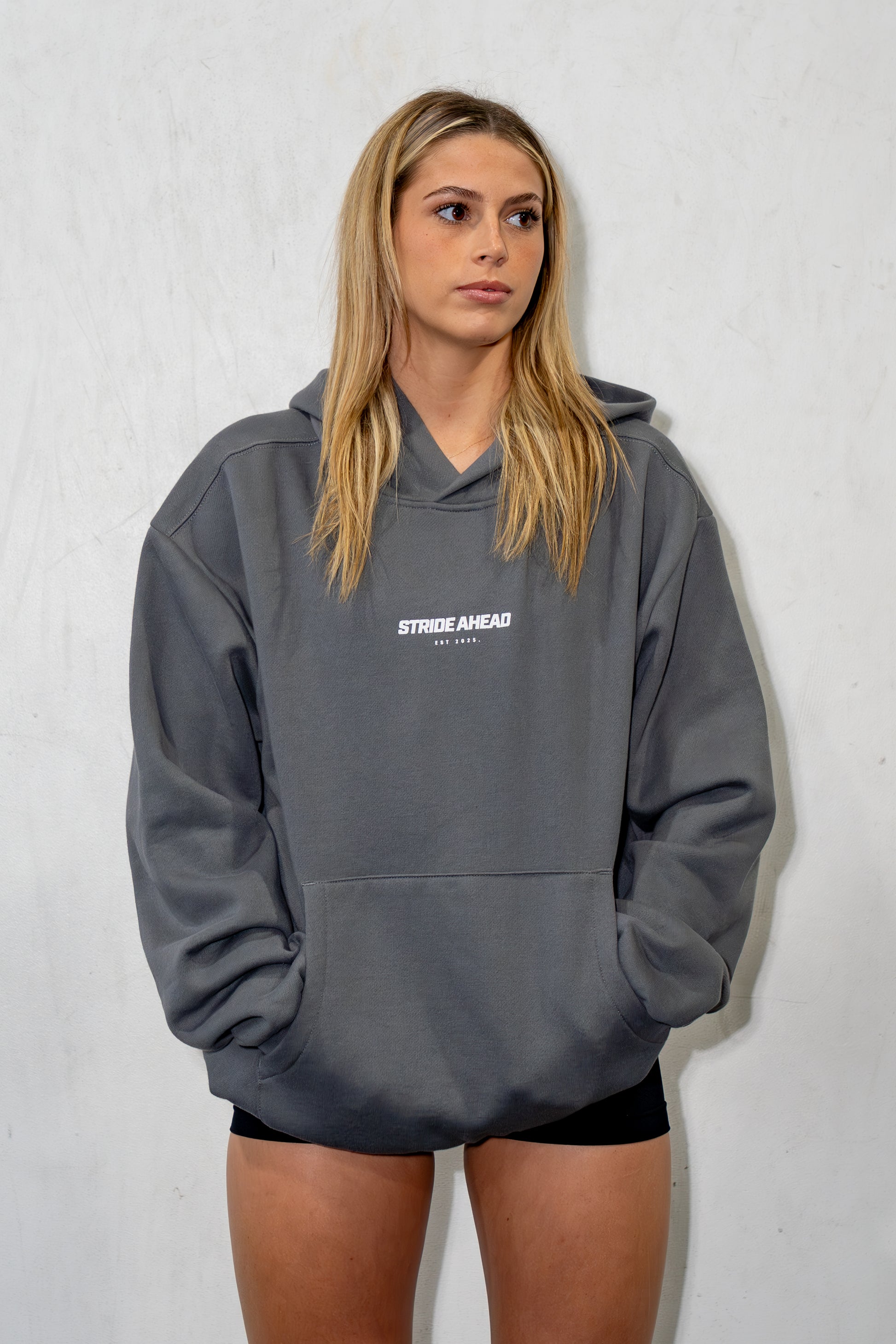 Box Hoodie "Running CO" Grey