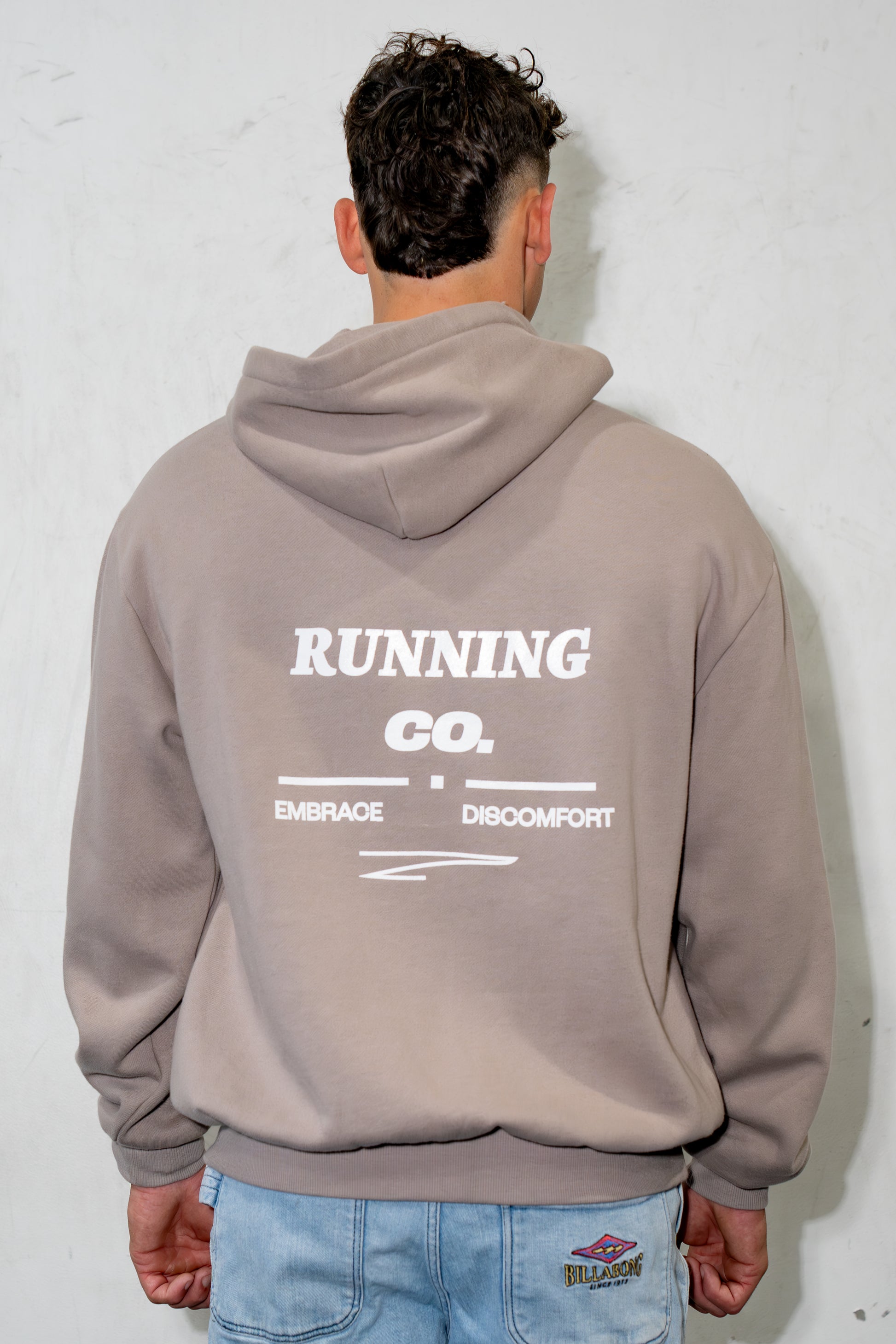 Box Hoodie "Running CO" Beige